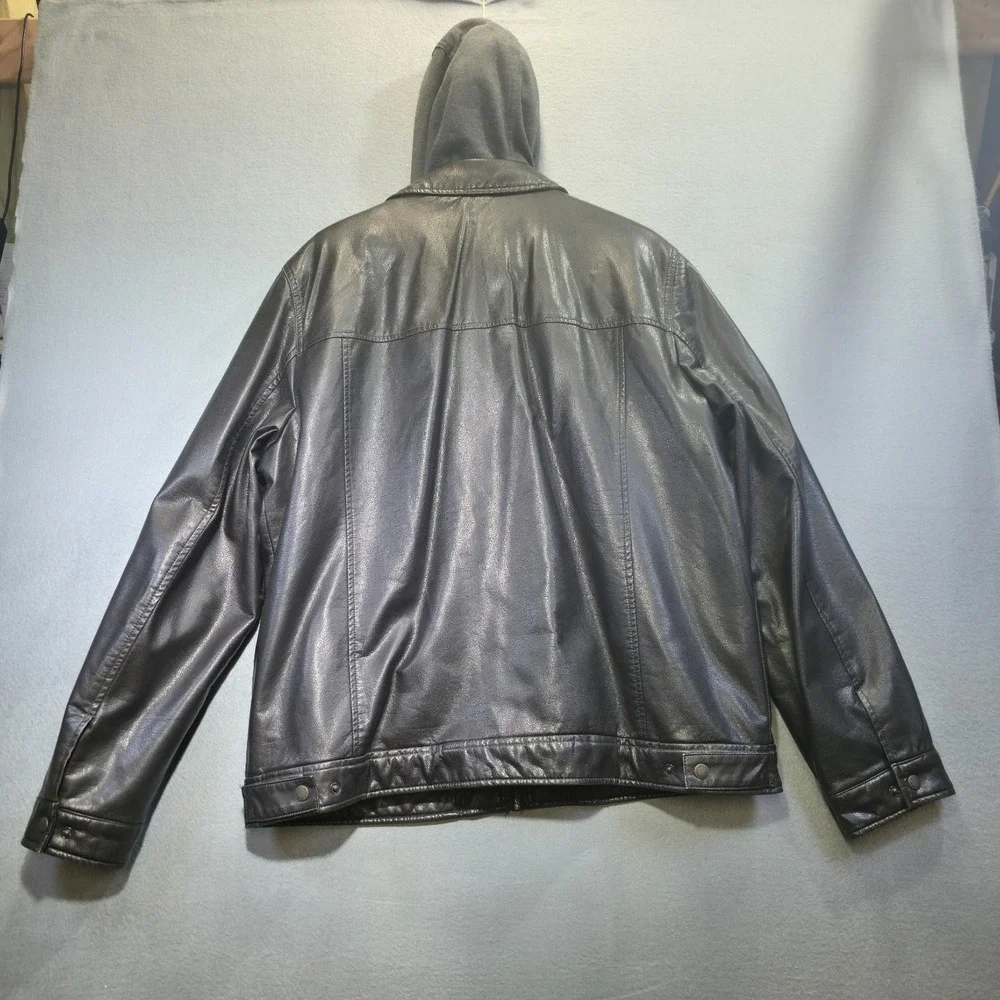Levi‎ Men's Sherpa Lined Faux Leather Bomber Jacket Hooded Size XL